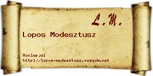Lopos Modesztusz névjegykártya